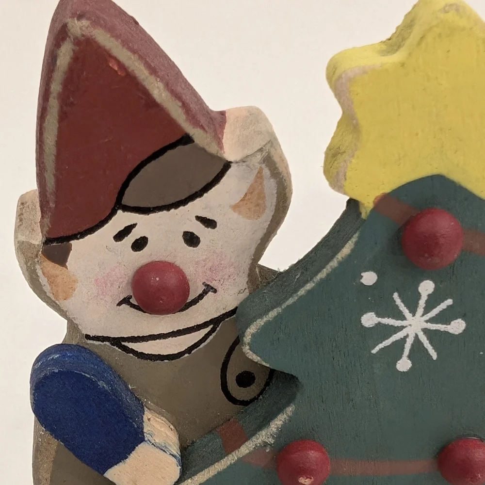 VTG Elf For Pull-Along Wooden Santa's Toy Factory Christmas Decor ELF ONLY